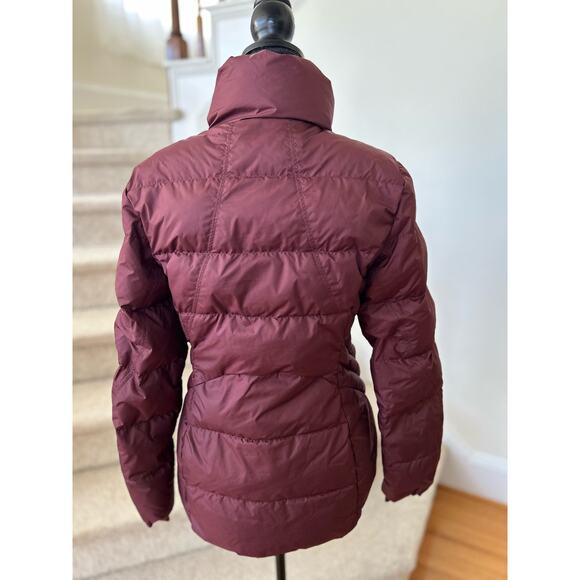 Athleta Downtown Burgundy Red Down Filled Zip Up Puffer Jacket - Picture 3 of 11